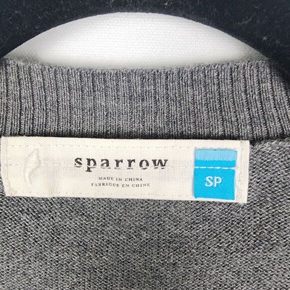 Sparrow Gray Ruffled Cotton & Cashmere Open Front Cardigan Sweater Size Small P - Picture 3 of 6